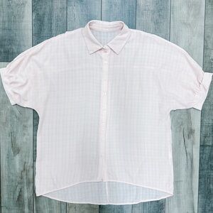 Blush baby pink button up short sleeve top